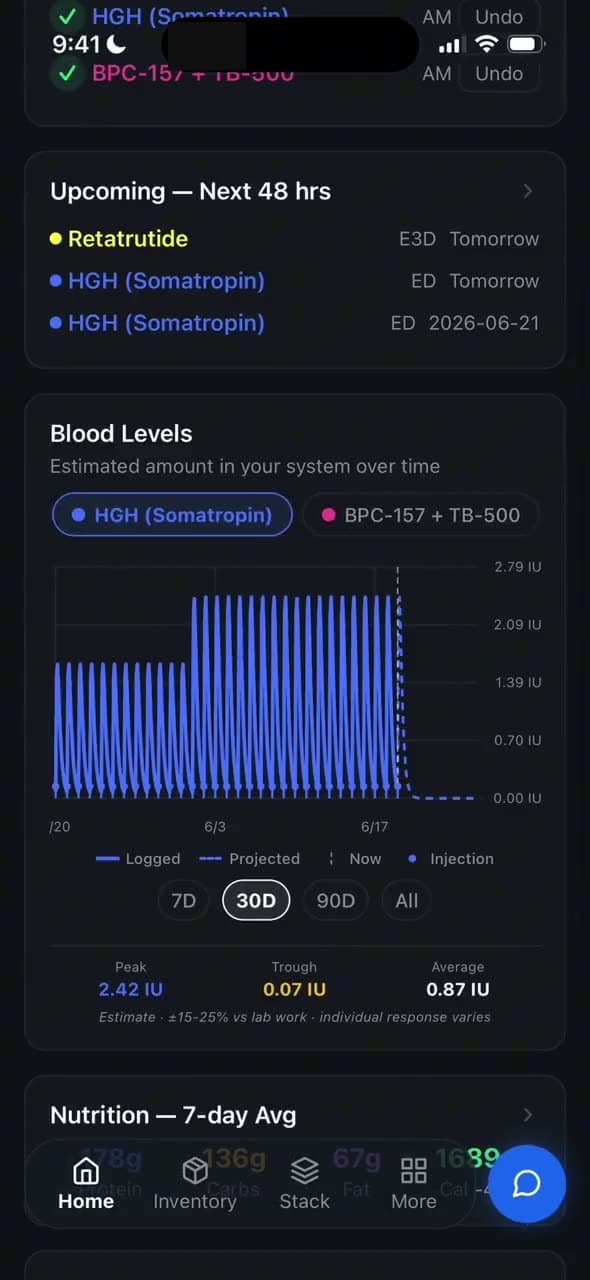 Screen recording of the Stackeddd AI Coach answering the question "How is my current stack looking?"
